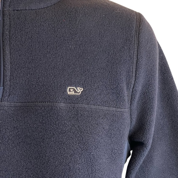 Vineyard Vines Womens Medium Fleece Navy Blue 1/4 Zip Pullover - Picture 6 of 14